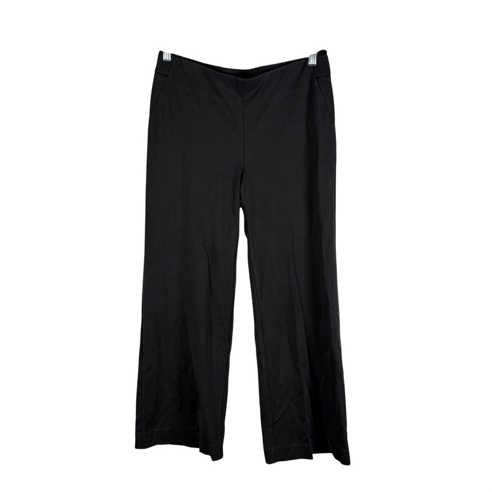 Chico's Women 1R Black Wide Leg Pull on Pants Stretch Career Office Professional